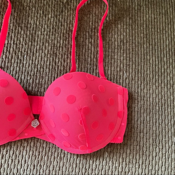 Anthropologie By Eloise Neon Pink Coral Mesh Swiss Dot Converible Strap Bra 34C - Picture 11 of 16